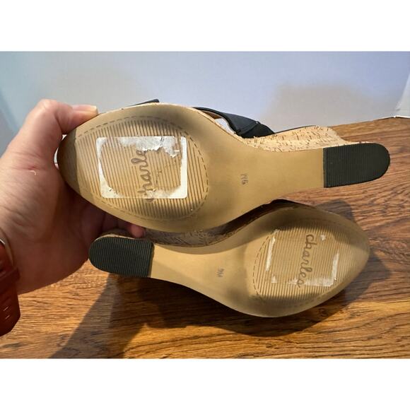Charles by Charles David Latrice Faux Leather Wedge Sandals Black Women’s Sz 9 - Picture 7 of 9